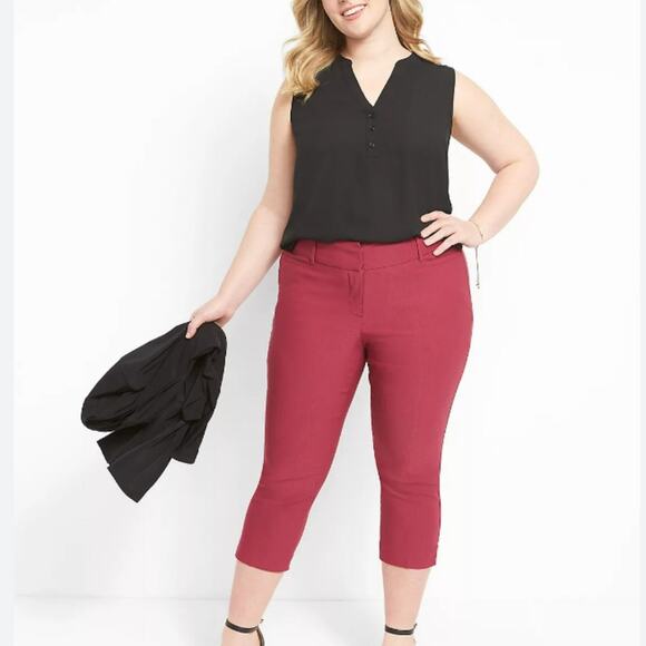 Lane Bryant Signature Fit Slim Berry Capri Pant Size 20 - Picture 1 of 6